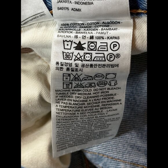 Levis 511 Jeans 32 x 34 Mens Blue White Oak Destroyed Denim 5 Pocket - Picture 11 of 13